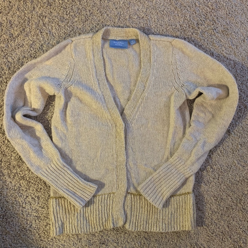 SimplyVera Vera Wang Cream/Gold Cardigan